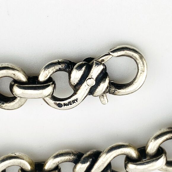 Signed Avery Silver Chain Bracelet Custom Links Hidden Clasp Infinity 7.25" 8MM - Picture 3 of 7